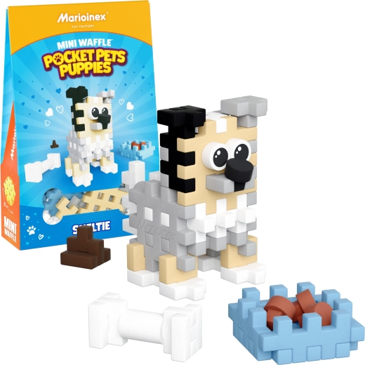Set de construcción Mini Waffle Pocket Pets – cachorro Sheltie de Marioinex