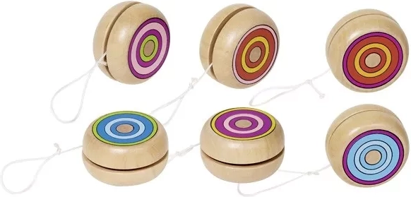 Yo-yo de madera con anillos de colores