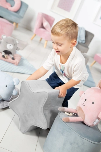 Puf infantil Roba con forma de estrella, gris