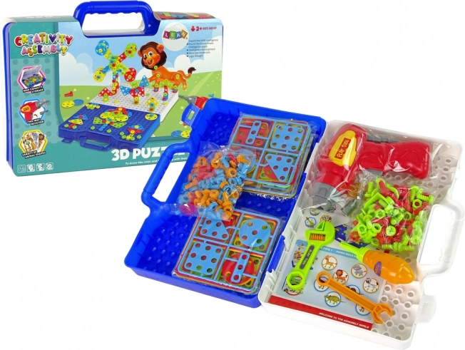 Set de puzzle DIY 3D con destornillador eléctrico en maletín