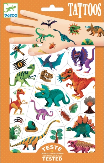 Tatuajes temporales mundo de dinosaurios DJECO