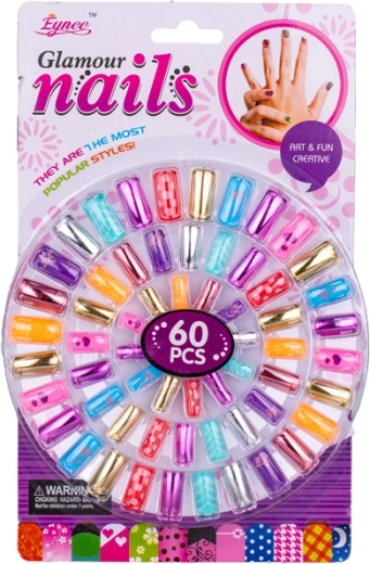 Set de uñas adhesivas para niños, 60 uds.