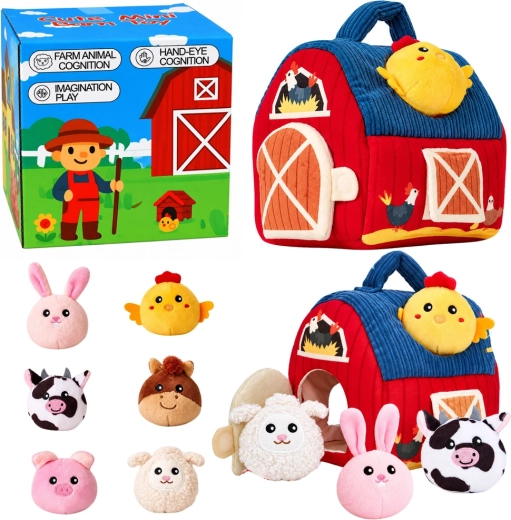 Granja sensorial de peluche Montessori 7 en 1 con animalitos