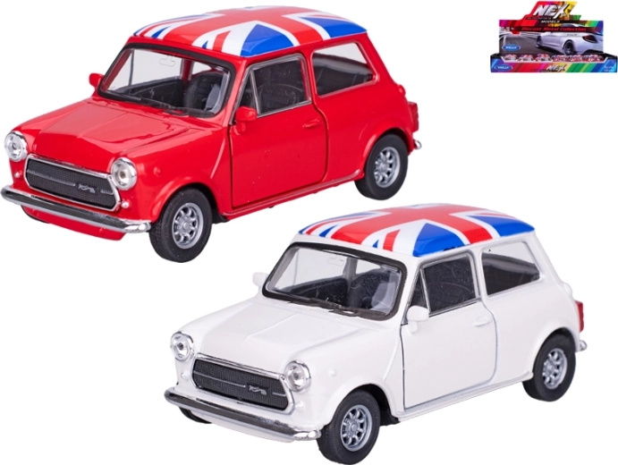 Modelo metálico Welly Mini Cooper 1300 UK 1:43 con puertas abatibles y pull-back