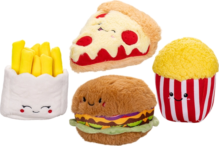Delicias saladas de peluche – set de 4 uds (15–18,5 cm)