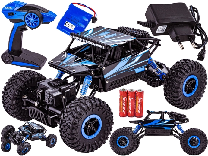 Coche RC rock crawler 2,4 GHz 1:18 azul