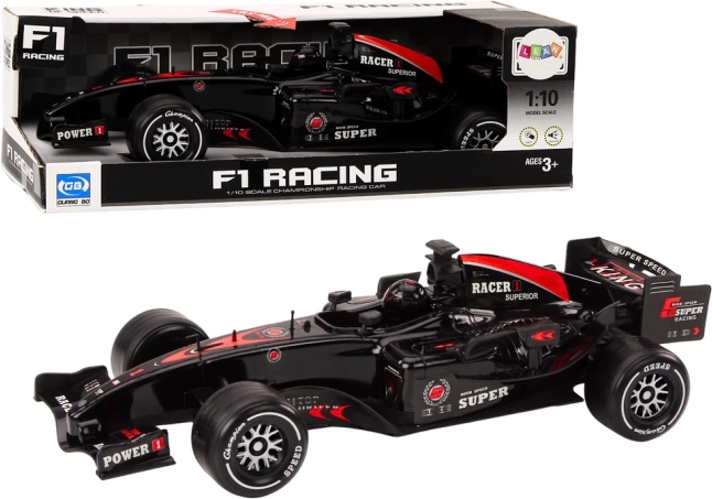 Coche de carreras F1 con mecanismo de cuerda 1:10, negro con sonidos
