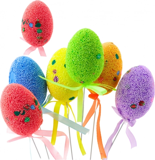 Huevos de Pascua en alambre con hojas y lazo, set de 6 uds.