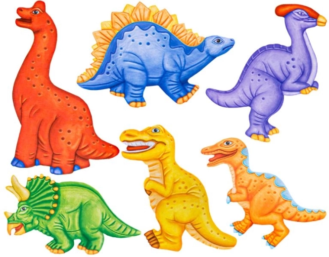 6 imanes de dinosaurios para moldear y colorear