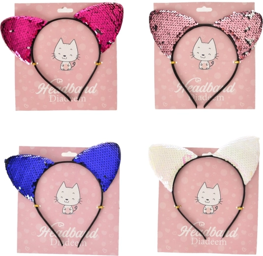 Diadema con orejas de gato de lentejuelas 16 × 16 cm