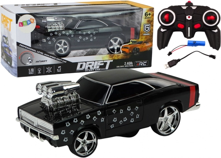 Coche RC 1:18 drift 360 con luces y sonidos – negro