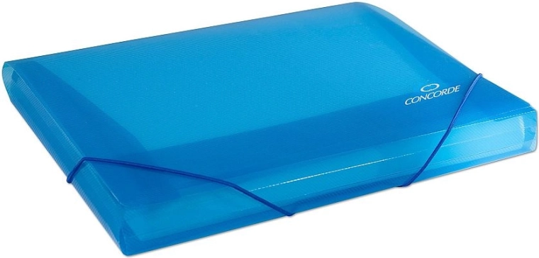 Carpeta de expedientes A4 con goma elástica, azul transparente CONCORDE