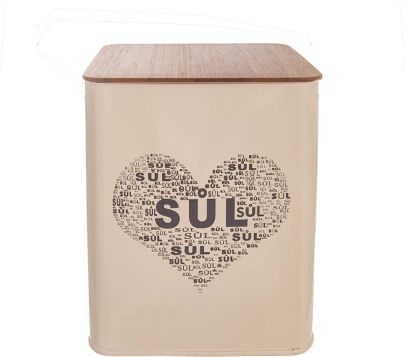 Bote para sal Corazón con tapa de madera