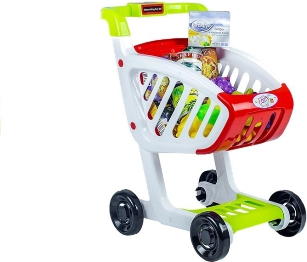 Carrito de la compra infantil con alimentos, 25 piezas