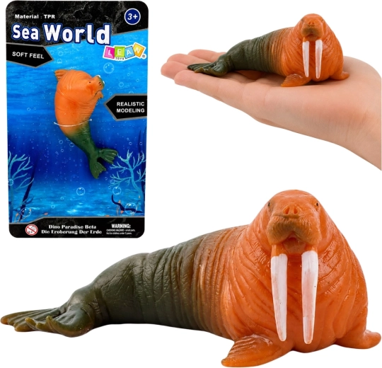 Figura realista de morsa de goma 13 cm