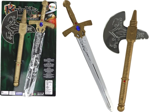 Set de caballero para niños: espada y hacha con efectos de sonido