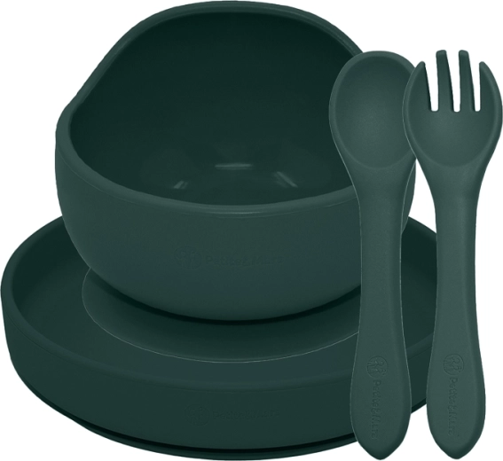 Petite&Mars set de comida de silicona Take&Match, 3 uds., misty green, 6m+