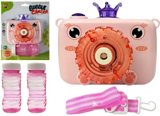 Cámara de burbujas rosa a pilas para niños