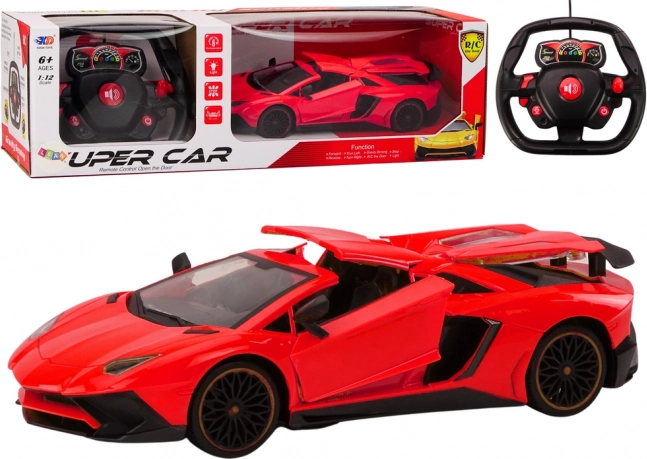 Coche de carreras teledirigido 1:12 con puertas abatibles rojo
