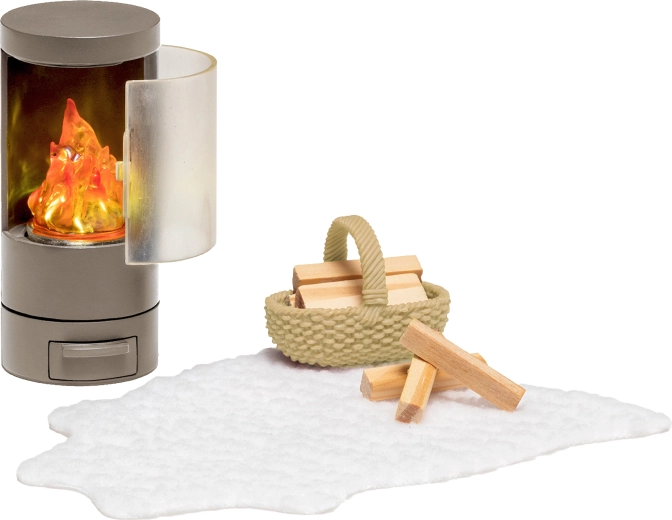 Chimenea Lundby con accesorios para casa de muñecas