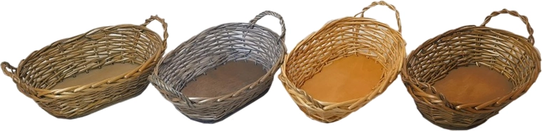 Cesta ovalada de mimbre barnizado 30 × 20 × 12 cm con asas