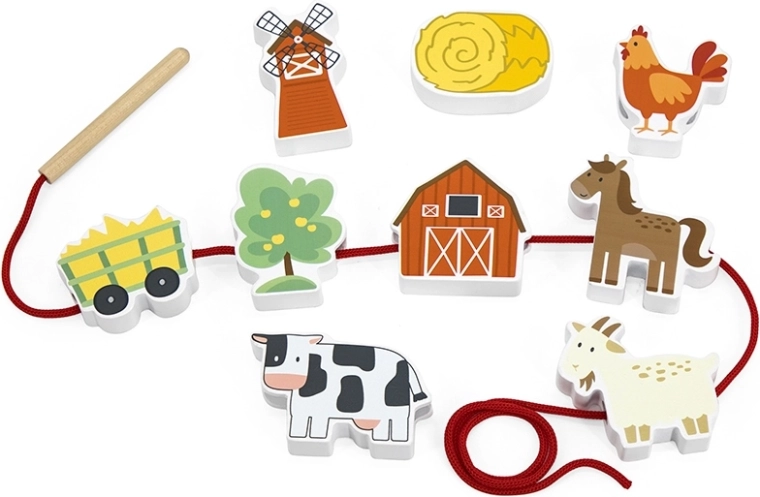 Granja de madera para ensartar con cordón