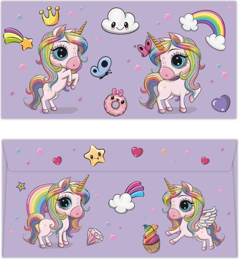 Sobre colorido DL con unicornios