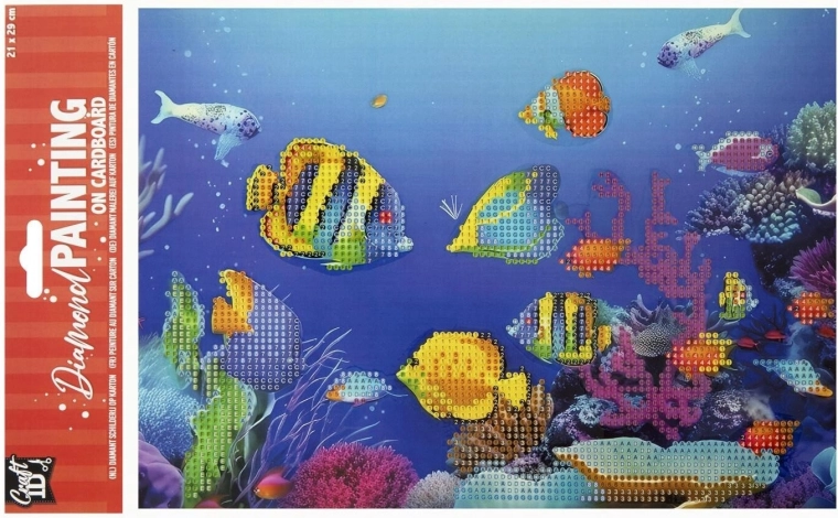 Pintura con diamantes en tablero Pececitos 29 × 21 cm