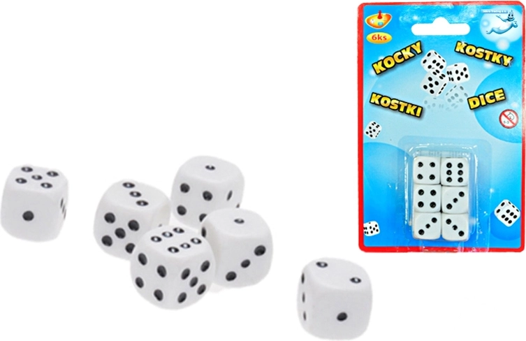 Set de dados blancos de juego de 12 mm – 6 uds.