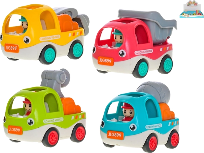 Alegres vehículos de construcción con retroceso 6,5 cm – set de 12 uds.