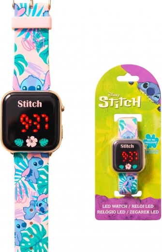 Reloj digital LED infantil Disney Lilo & Stitch con correa de silicona