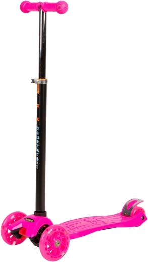 Patinete infantil de equilibrio rosa de tres ruedas, plegable, con ruedas LED luminosas