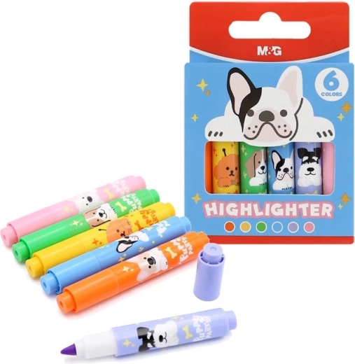 Rotuladores fluorescentes Mini Puppy Party, set de 6 uds.