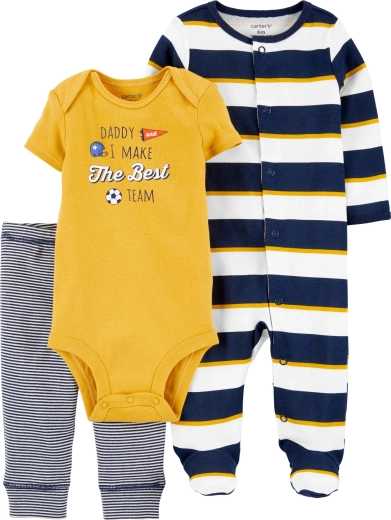 CARTER'S set de 3 piezas: pelele, body de manga corta y pantalón de chándal Daddy para niño – PRO, talla 46