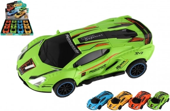 Cochecito de derrape de plástico con motor de inercia 16 cm – set de 4 colores, 8 uds en caja