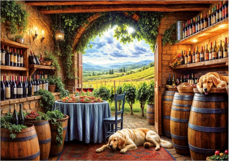 Puzzle de perros y vino 1000 piezas EDUCA