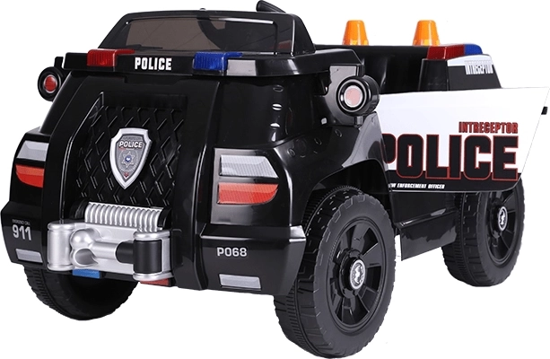 Cochecito infantil eléctrico de policía JiaJia Cars, negro, 12 V 4 Ah