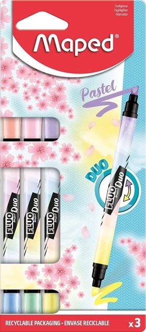 Rotuladores fluorescentes MAPED Fluo Peps Duo Pastel, set de 3 uds.