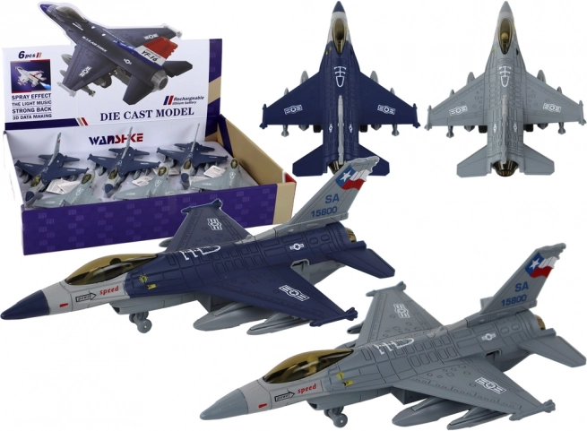 Modelo de avión con propulsión por fricción azul o gris