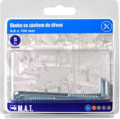 Grapa con rosca para madera 100 × 4,8 mm, galvanizada (5 uds.)