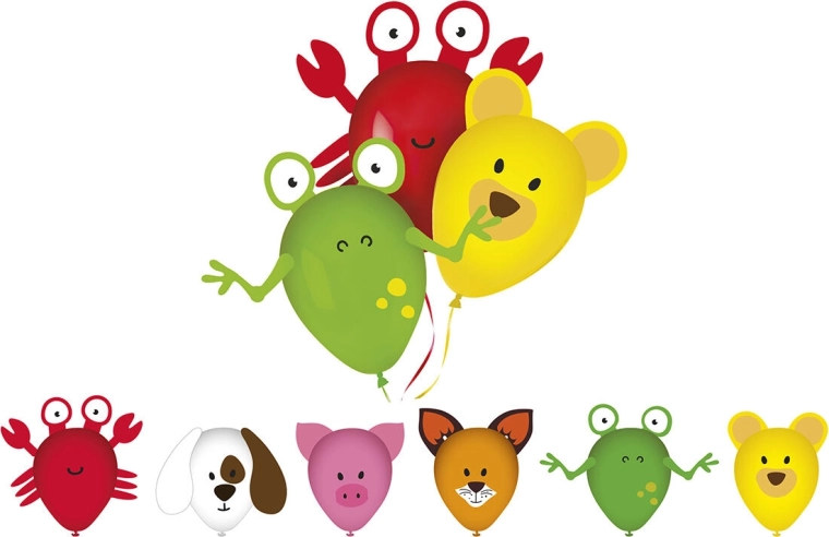 Globos con imágenes MY PARTY Animals, set de 6 uds