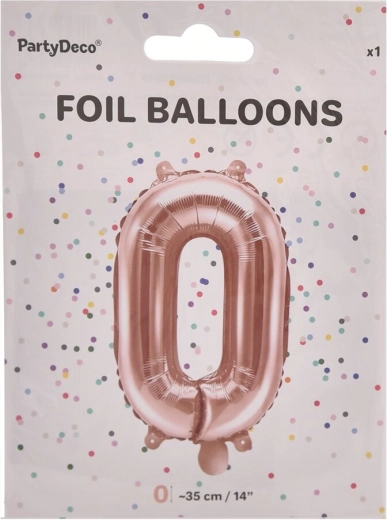 Globo de foil número 0 rosa perlado 35 cm