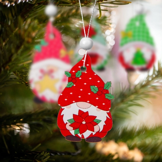 Set de adornos navideños de madera con duendes, 12 unidades