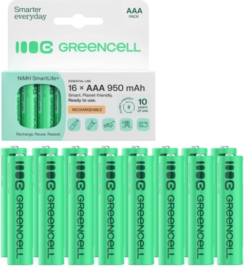 Baterías recargables Green Cell AAA (HR03) 950 mAh 16 uds