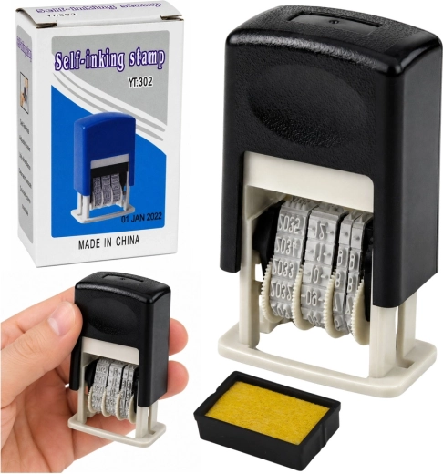 Sello automático ajustable con fecha, negro - 1 pieza