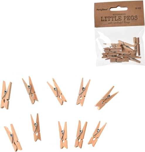 Mini pinzas de madera marrones 3,5 cm (10 uds)