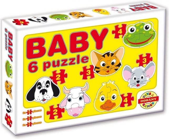 Rompecabezas infantil Dohány Cabezas de animales safari 6 en 1
