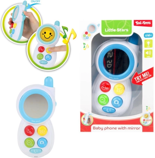 Teléfono móvil infantil con espejo, luz y sonidos