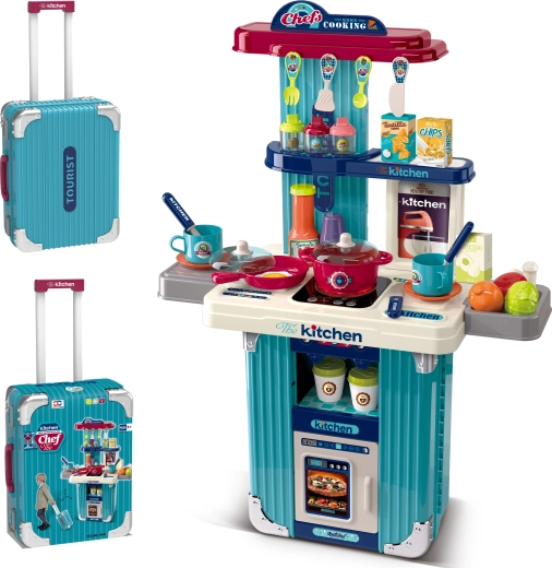 Maletín y cocina infantil 2 en 1 con accesorios – azul