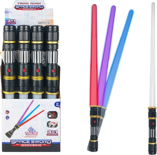 Espada luminosa telescópica Sparkys 3 en 1 con sonido y luz 81 cm